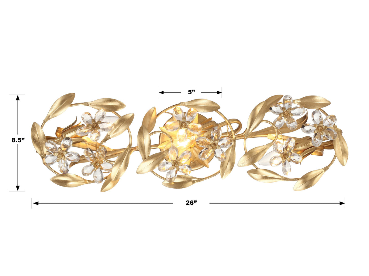 Marselle 3 Light Antique Gold Bathroom Vanity MSL-303-GA