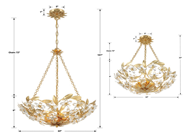 Marselle 6 Light Antique Gold Chandelier MSL-306-GA
