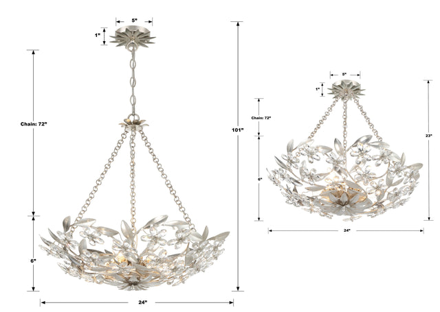 Marselle 6 Light Antique Gold Chandelier MSL-306-GA