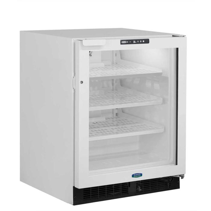 Marvel MSRE224-WG81A 24" Scientific Refrigerator, 4.9 Cu. Ft., Probe Port, White Glass Door, BrightShield, RH, Locking