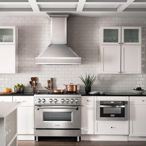 ZLINE 36 in. 4.6 cu. ft. Legacy Dual Fuel Range with Gas Cooktop and Electric Convection Oven in Stainless Steel with 6 Brass Burners (RA-BR-36)