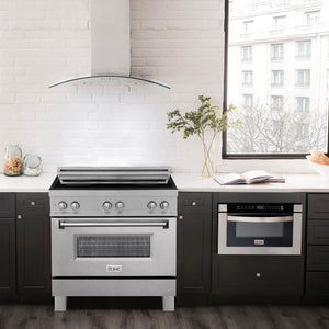 ZLINE 36 in. 4.6 cu. ft. Legacy Induction Range with 5 Element Cooktop and Electric Oven in DuraSnow® Stainless Steel (RAINDS-SN-36)