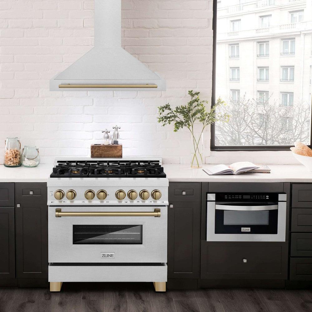 ZLINE Autograph Edition 36 in. Fingerprint Resistant Stainless Steel Range Hood with Accents (KB4SNZ-36)