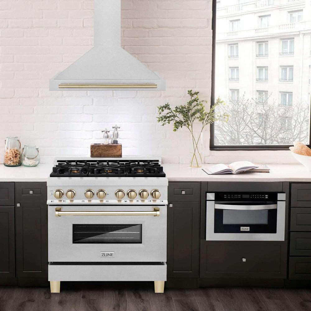 ZLINE Autograph Edition 36 in. Fingerprint Resistant Stainless Steel Range Hood with Accents (KB4SNZ-36)