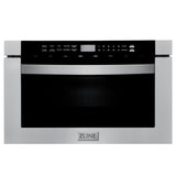 ZLINE Kitchen Package with Refrigeration, 36 in. Stainless Steel Dual Fuel Range, 36 in. Convertible Vent Range Hood, 24 in. Microwave Drawer, and 24 in. Tall Tub Dishwasher (5KPR-RARH36-MWDWV)