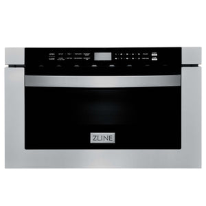 ZLINE 30 in. Kitchen Package with Stainless Steel Dual Fuel Range, Range Hood, Microwave Drawer and Tall Tub Dishwasher (4KP-RARH30-MWDWV)