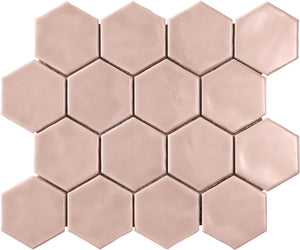 Marazzi Artistic Reflections Rose Hexagon 3x3 Glossy Mosaic Tile