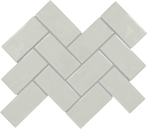 Marazzi Artezen Ideal Gray Herringbone 2x4 Glossy Mosaic Tile