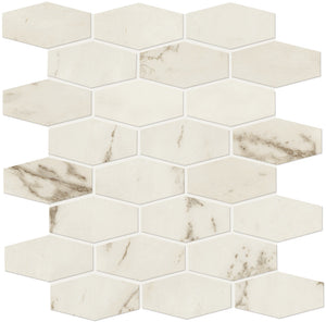 Marazzi Classentino Marble Palazzo White Linear Hexagon 2x3 Matte Mosaic Tile