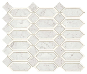Marazzi Castellina Stone Mosaics White And Gray Linear Hexagon Straight Edge Polished Mosaic Natural Stone Tile