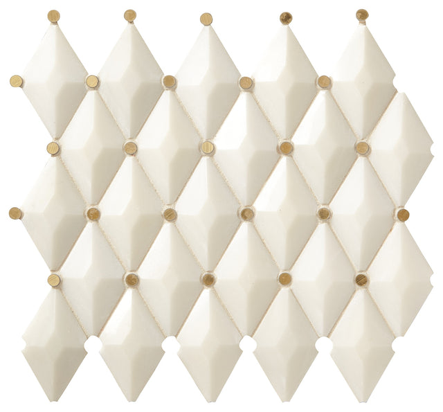 Marazzi Castellina Stone Mosaics White And Brass Harlequin Straight Edge Polished Mosaic Natural Stone Tile