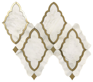 Marazzi Castellina Stone Mosaics White And Brass Baroque Straight Edge Polished Mosaic Natural Stone Tile