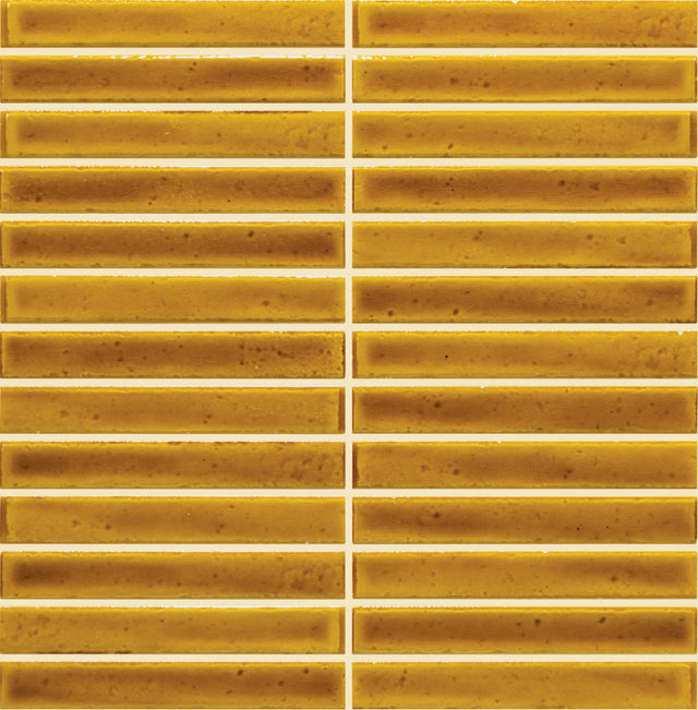 Marazzi Cotto Revival Pollen Crackle Stacked 1x6 Glossy Mosaic Tile