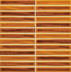 Marazzi Cotto Revival Spice Crackle Stacked 1x6 Glossy Mosaic Tile