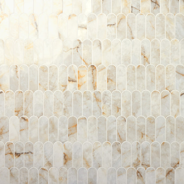 Marazzi Editorial Wintour Ivory Fish Scale 2x5 Polished Mosaic Tile