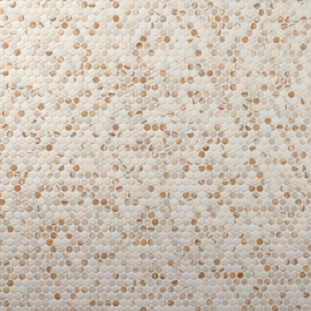 Marazzi Editorial Mirabella Gold Penny Rounds 3/4x3/4 Mixed Mosaic Tile