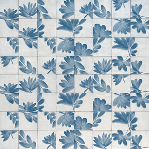 Marazzi Rice Bianco Deco Blossom Square 6x6 Glossy Wall Tile