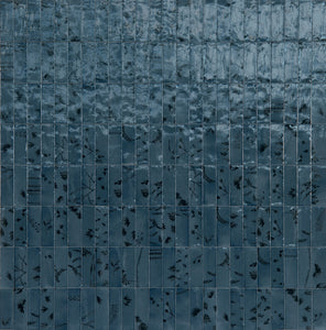 Marazzi Rice Blu Deco Leaf Rectangle 2x6 Glossy Wall Tile