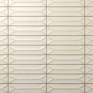 Marazzi Terramater Vanilla Rectangle 3.5x15 Wave Crest Glossy Wall Tile