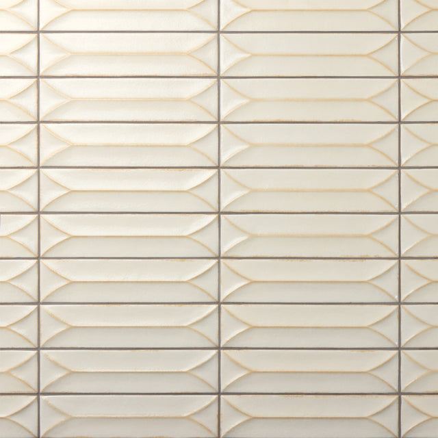 Marazzi Terramater Vanilla Rectangle 3.5x15 Wave Crest Glossy Wall Tile