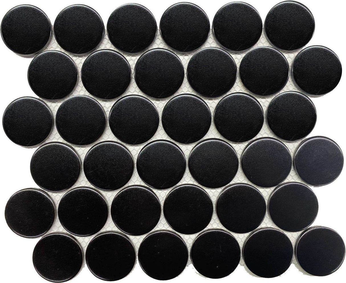 Roca Tile Usa Inc United States Ceramic Tile Cc Mosaics Plus+ Ii Matte Black 2 Inch Dot Porcelain Mosaics. Ufcc162-12Mt 1 Sheet = .87 Sq. Ft.