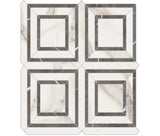 Anatolia Tile Mayfair Calacatta Piazza Polished Porcelain Mosaics. 1 Sheet = .96 Sq. Ft. 4501-0153-1 Calacatta Oro Piazza - premium natural stone mosaic tile from Anatolia Tile, available at PoshHaus showroom in Keene, NH