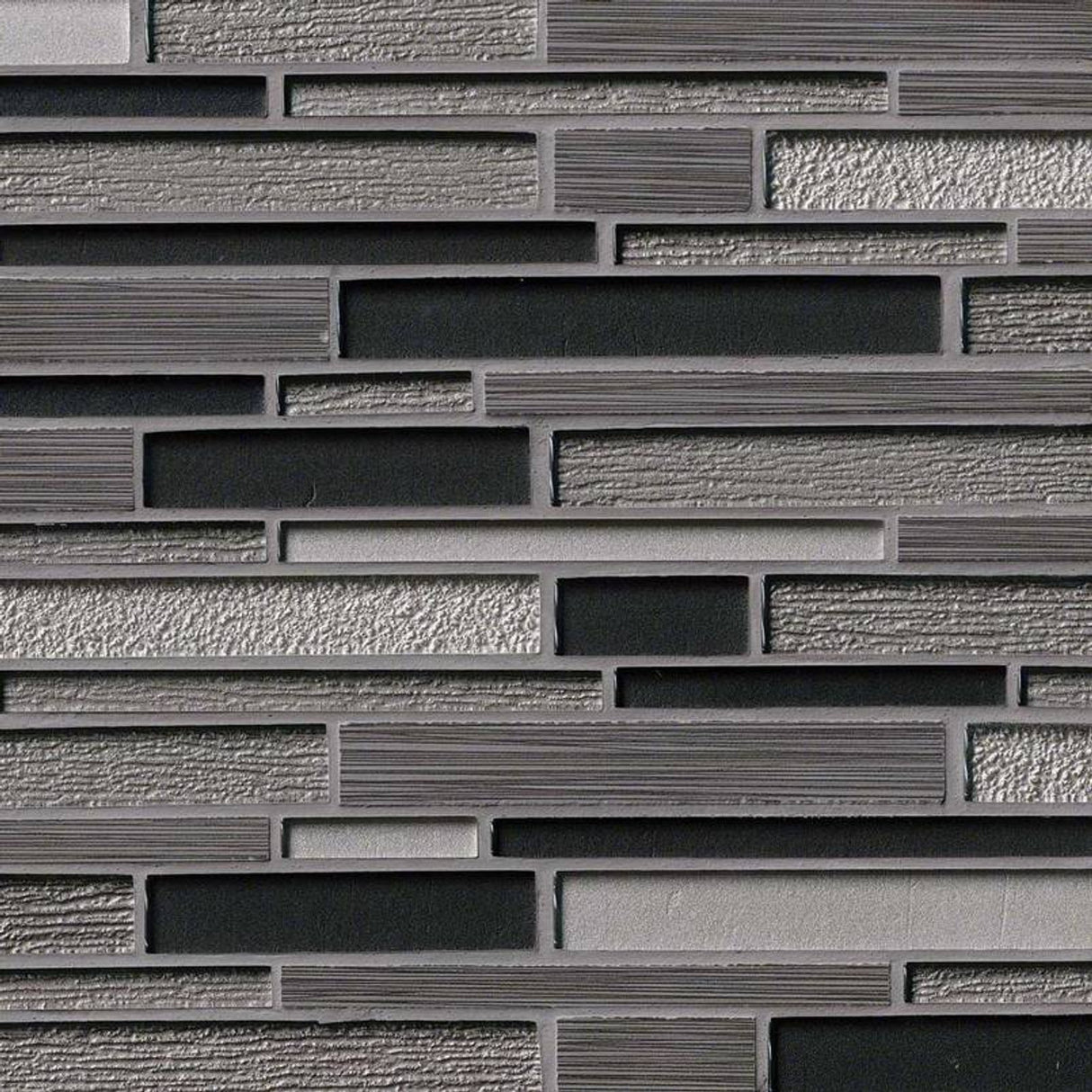 Metro gris interlocking 12X12 glass stone mesh mounted mosaic tile SMOT-SGLSIL-METGRI8MM product shot multiple tiles angle view