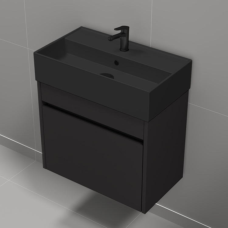 Small Bathroom Vanity, Black, 24"