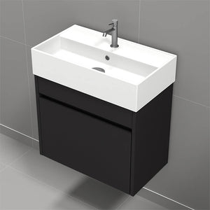 Small Bathroom Vanity, 24", Wall Mounted, Black