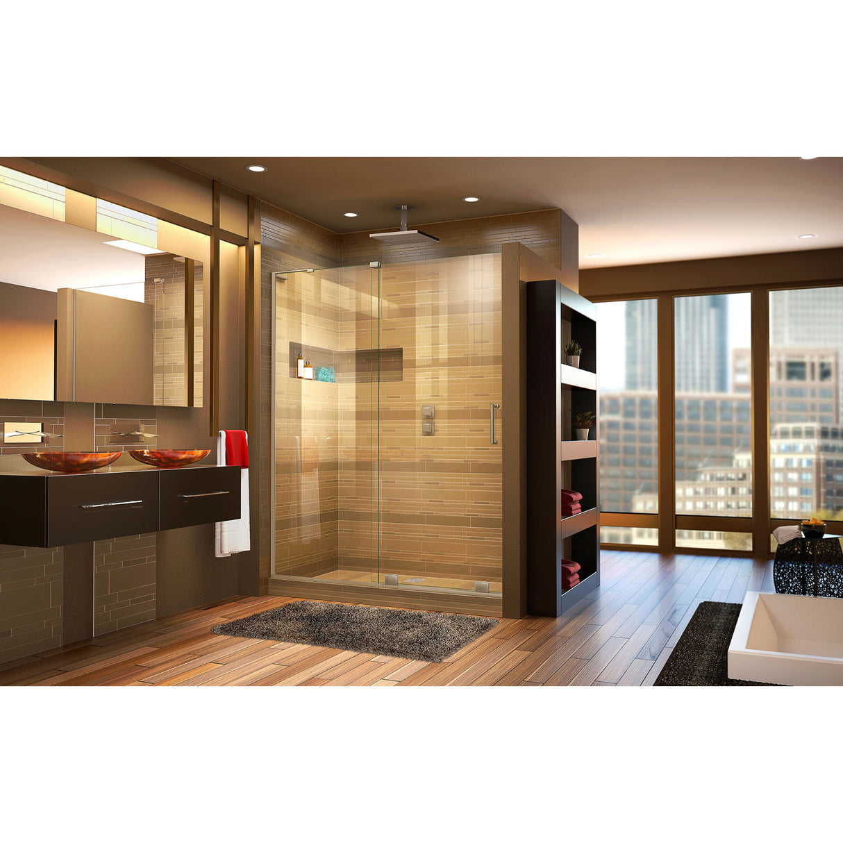 DreamLine Mirage-X 56-60 in. W x 72 in. H Frameless Sliding Shower Door in Brushed Nickel; Left Wall Installation