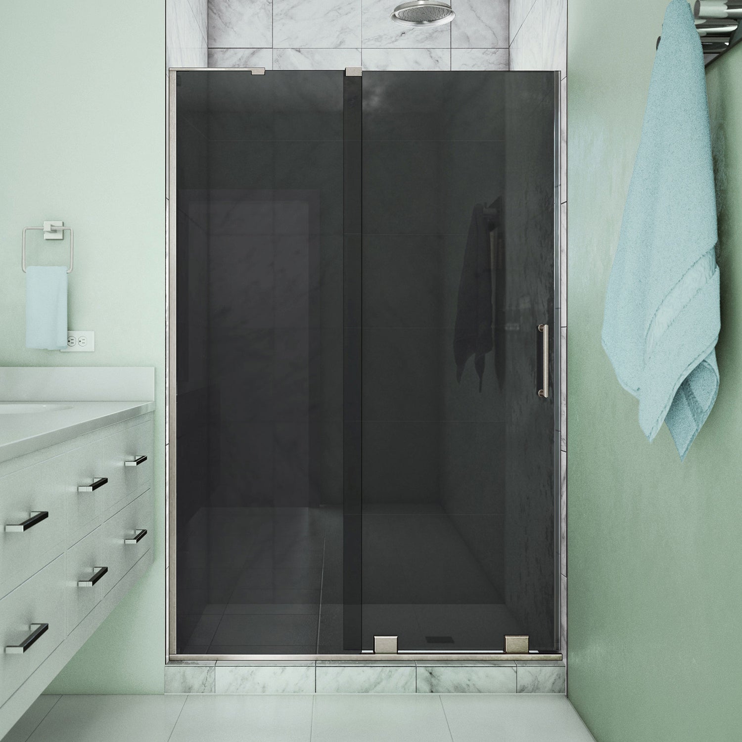 DreamLine Mirage-X 44-48 in. W x 72 in. H Frameless Sliding Shower Door in Brushed Nickel