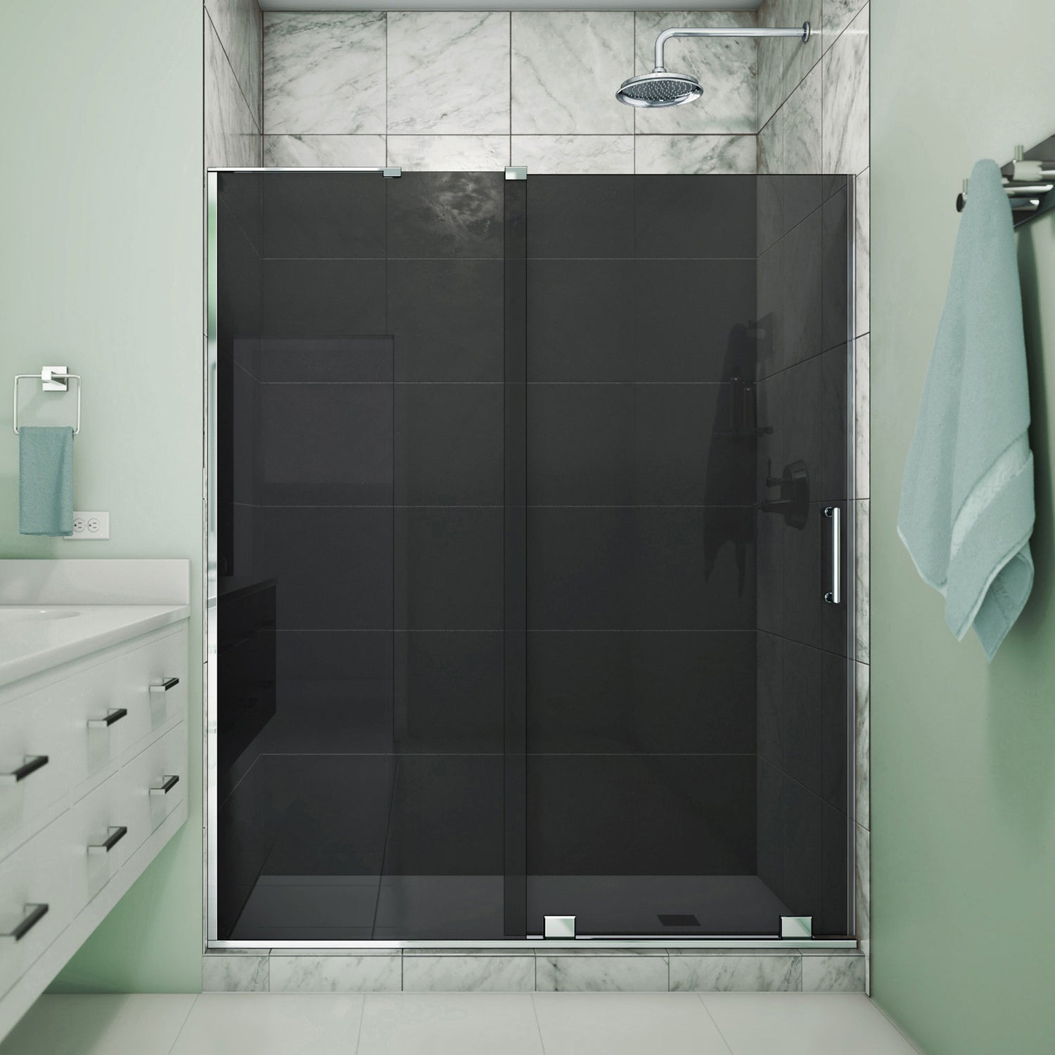 DreamLine Mirage-X 56-60 in. W x 72 in. H Frameless Sliding Shower Door in Chrome