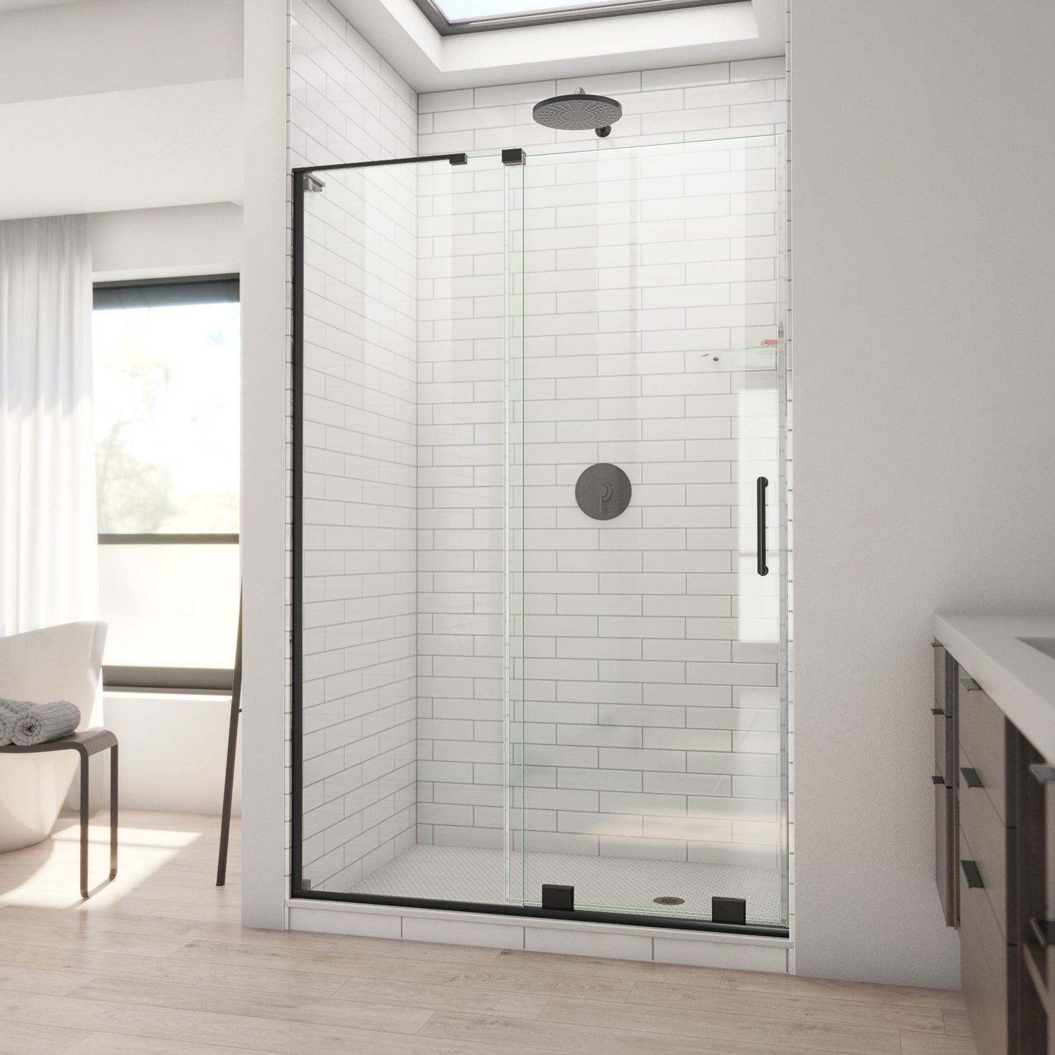DreamLine Mirage-X 44-48 in. W x 72 in. H Frameless Sliding Shower Door in Satin Black