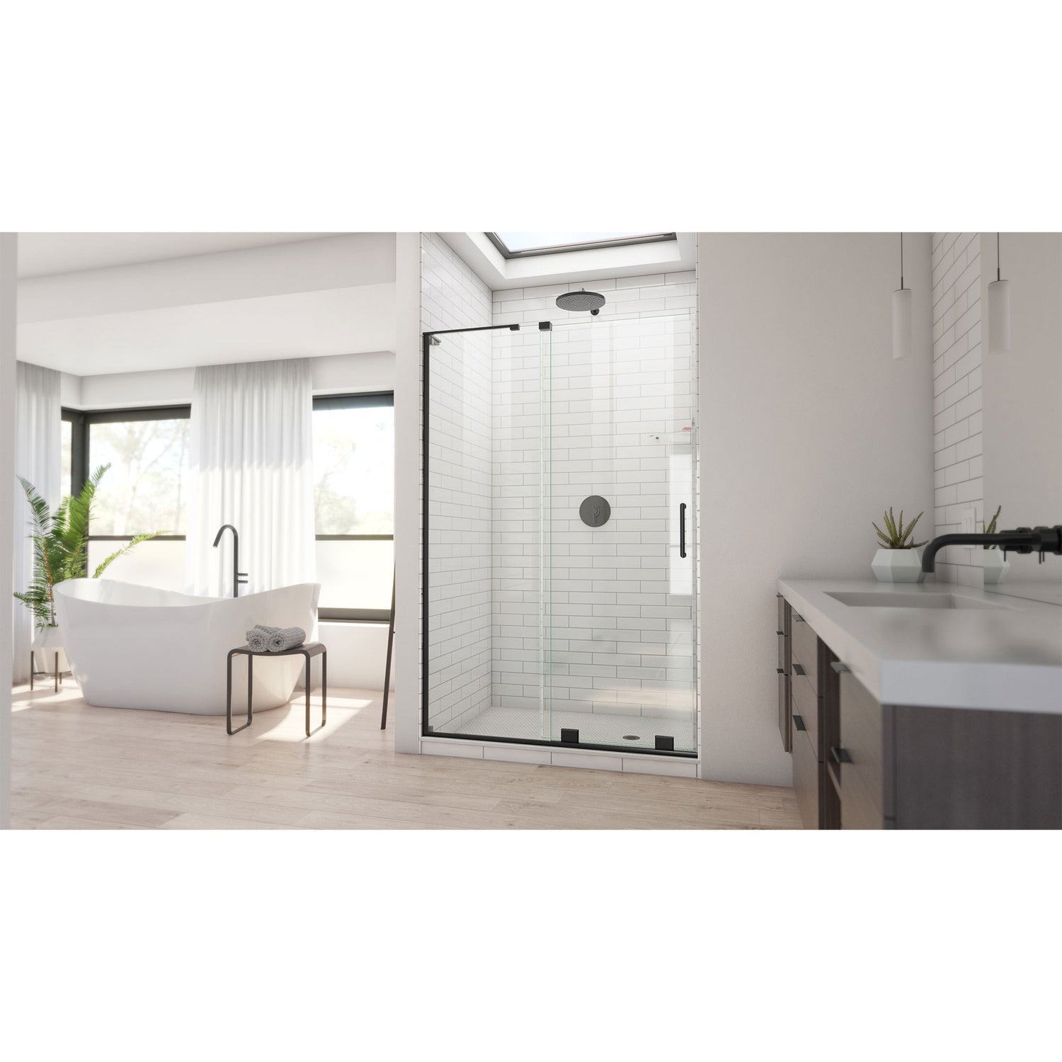 DreamLine Mirage-X 44-48 in. W x 72 in. H Frameless Sliding Shower Door in Satin Black