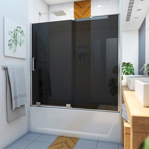 DreamLine Mirage-Z 56-60 in. W x 58 in. H Frameless Sliding Tub Door in Brushed Nickel
