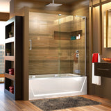 DreamLine Mirage-X 56-60 in. W x 58 in. H Frameless Sliding Tub Door in Chrome; Right Wall Installation