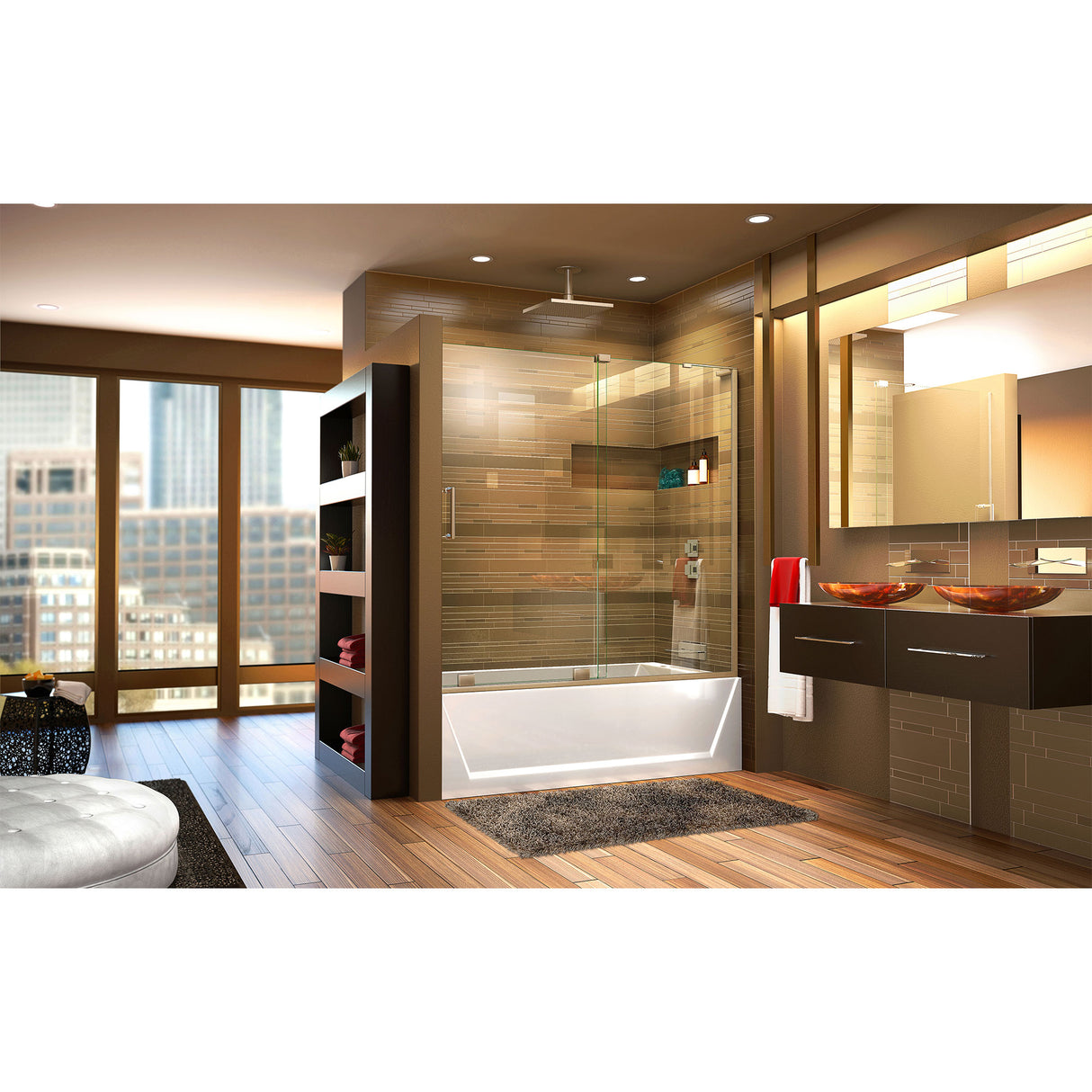 DreamLine Mirage-X 56-60 in. W x 58 in. H Frameless Sliding Tub Door in Brushed Nickel; Right Wall Installation