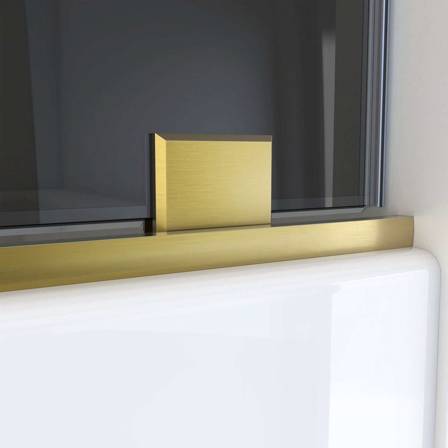 DreamLine Mirage-X 56-60 in. W x 58 in. H Frameless Sliding Tub Door in Brushed Gold and Smoke Gray Glass