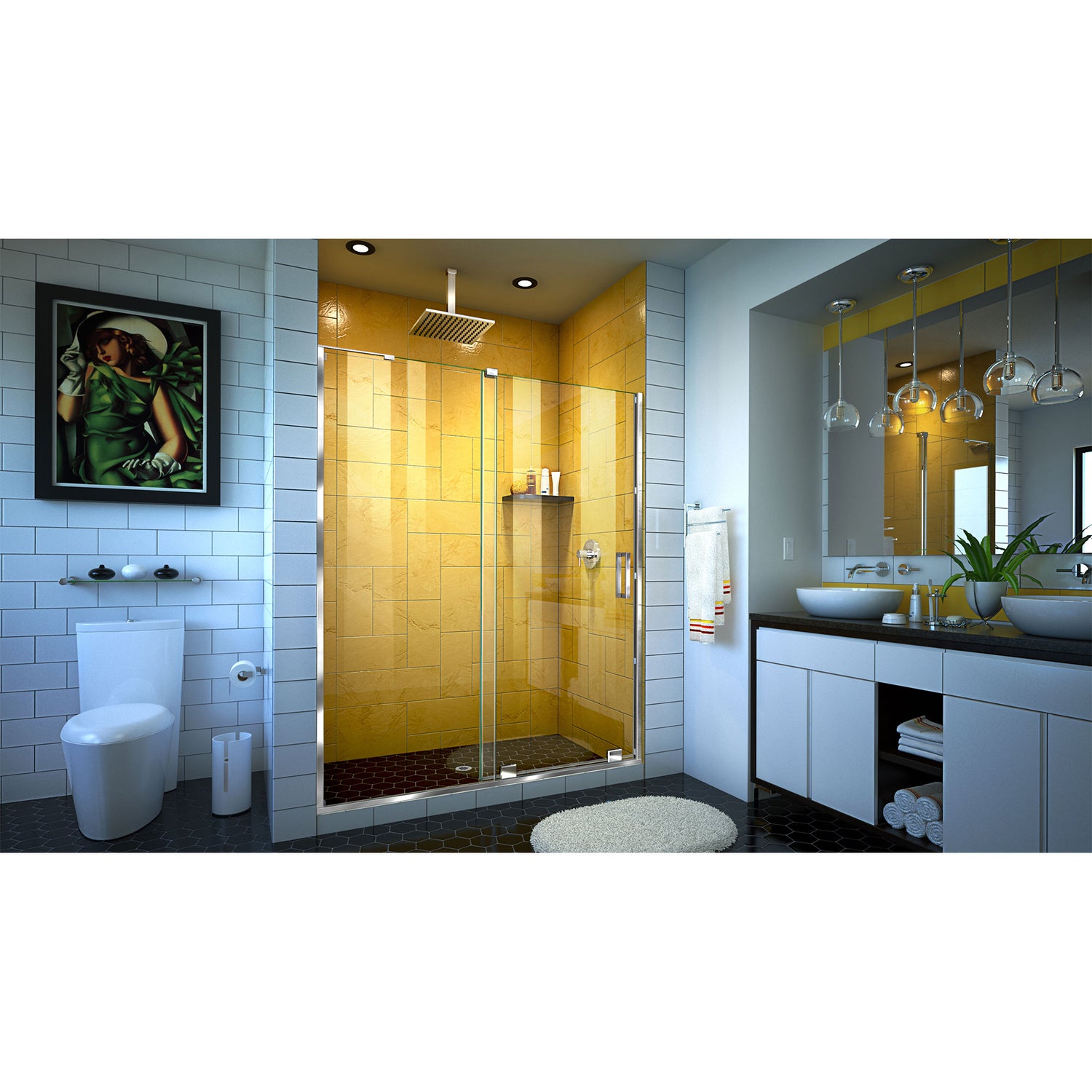 DreamLine Mirage-Z 56-60 in. W x 72 in. H Frameless Sliding Shower Door in Chrome