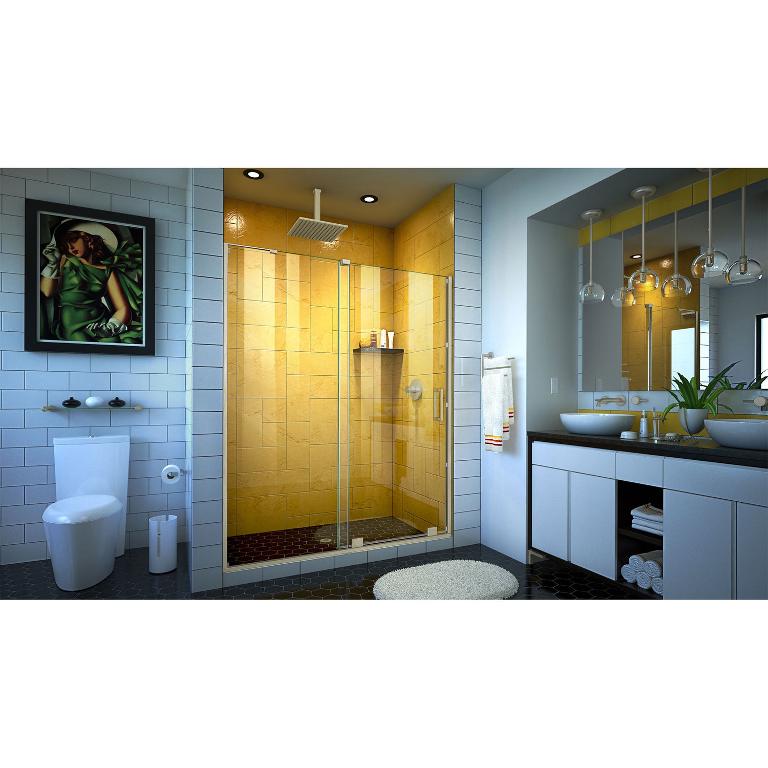 DreamLine Mirage-Z 56-60 in. W x 72 in. H Frameless Sliding Shower Door in Brushed Nickel