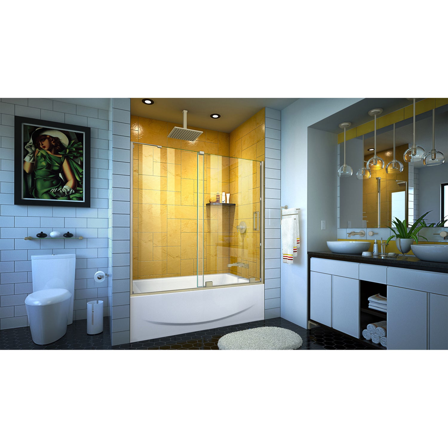 DreamLine Mirage-Z 56-60 in. W x 58 in. H Frameless Sliding Tub Door in Brushed Nickel