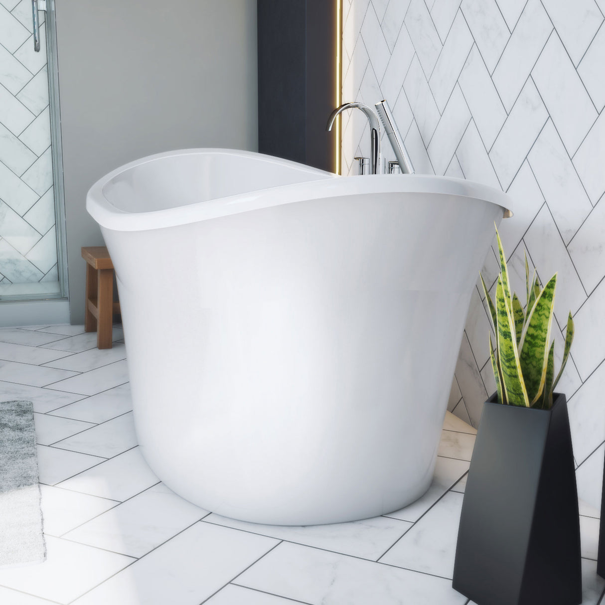 DreamLine Montego 60 in. L x 27 in. H White Acrylic Freestanding Bathtub