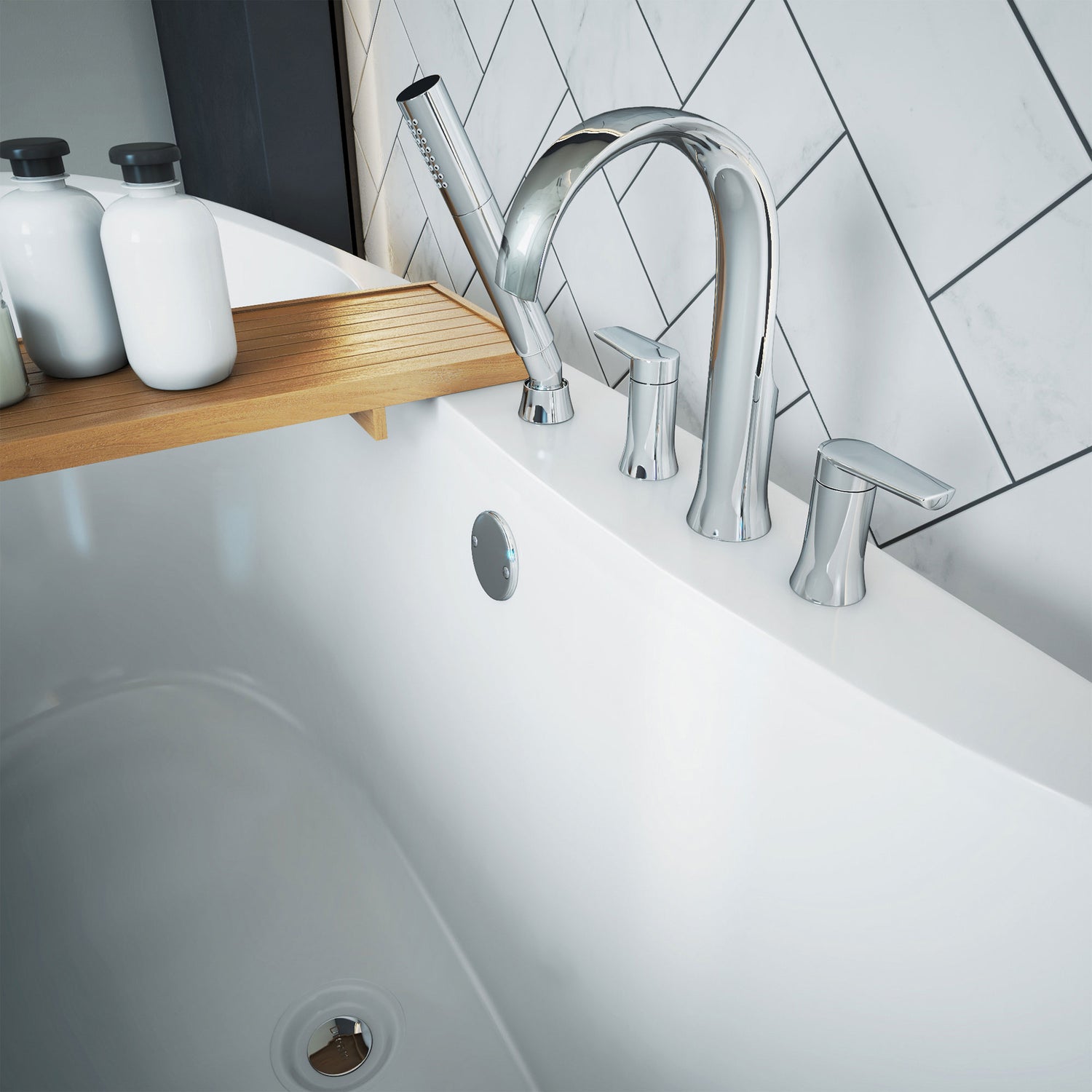 DreamLine Montego 60 in. L x 27 in. H White Acrylic Freestanding Bathtub