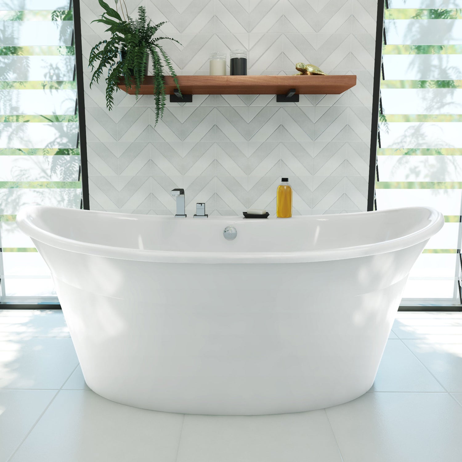 DreamLine Montego 66 in. L x 27 in. H White Acrylic Freestanding Bathtub