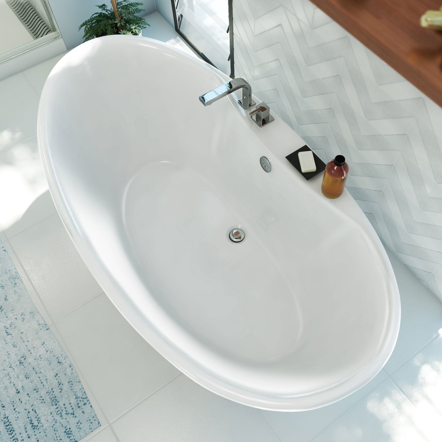 DreamLine Montego 66 in. L x 27 in. H White Acrylic Freestanding Bathtub