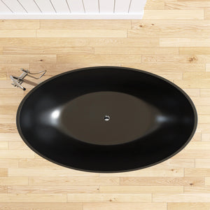 New England Home Goods Everest 67" Freestanding Tub in Black - Stone Resin Solid Surface