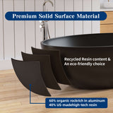 New England Home Goods 67" Black Modern Freestanding Solid Surface Deep Soaking Bathtub for Two