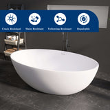 New England Home Goods 67" White Modern Freestanding Solid Surface Deep Soaking Bathtub for Two