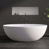New England Home Goods 67" White Modern Freestanding Solid Surface Deep Soaking Bathtub for Two