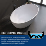 New England Home Goods 67" White Modern Freestanding Solid Surface Deep Soaking Bathtub for Two
